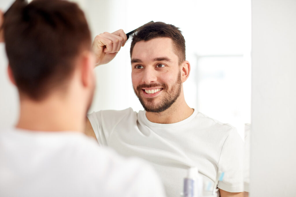 Man happy with hair regrowth