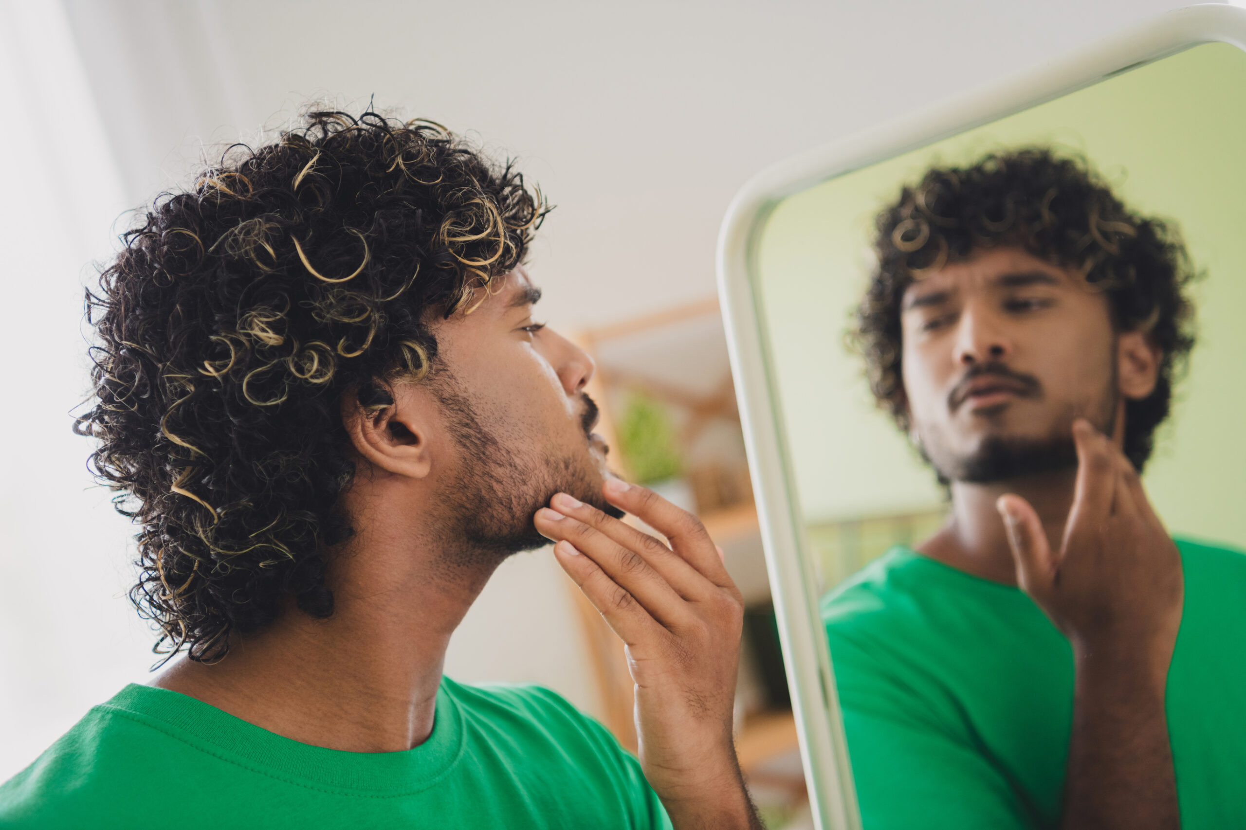 Man wondering about the effectiveness of minoxidil for beard